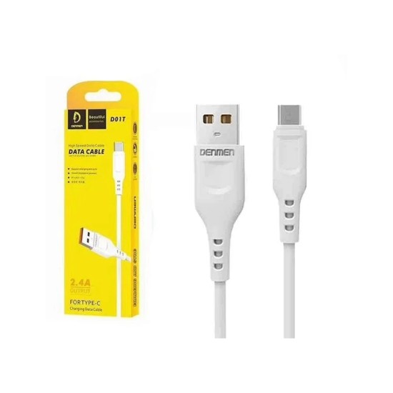 DENMEN FAST CHARGING CABLE D01T TYPE C 2.4A WHITE